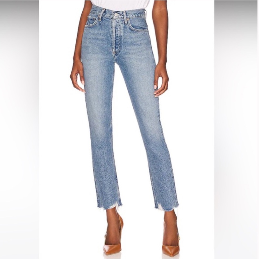 Agolde Riley High Rise Crop Jeans in Haven